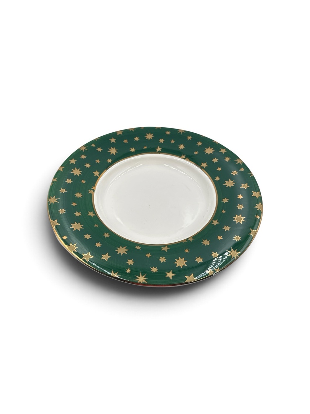 Vintage Sakura Galaxy Green 16” Serving Platter Bowl 18K Gold Stars Italy